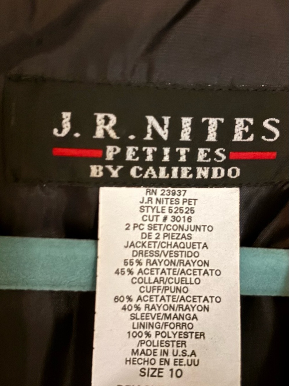 J.R.Nites Elegant Black Two-Piece Evening Dress with Side Slit and Sheer Sleeves - Picture 7 of 8